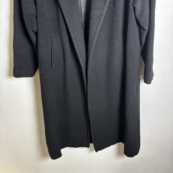 Vintage Cashmere Coat Size S/M 60s Black Brown Fur Collar Long Soft Raglan - Picture 3 of 8